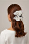 White Black Polka Dot Pearl Tulle Bow Buckle