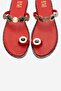 Martinez Red Buckle Genuine Leather Women's Flip Flops - 2