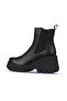 Black Leather Women's Wedge Heeled Boots - 4