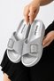 Polen 0014 Silver Orthopedic Single Buckle Glitter Detailed Daily Women's Slippers - 3