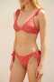 Women's Red Floral Patterned Fully Lined Side Tie String Bikini Bottom - 5