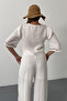 Women's Embroidered Cotton Blouse with Front Tie Detail White - 1023 - 4