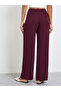 Burgundy Wide-Leg Pants with Tie-Up Detail - 4