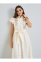 Cream Floral Print Shirt Maxi Dress - 2