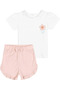 Baby Girl Floral Embroidered Shorts and Top Set 3 Months-36 Months Powder - 2