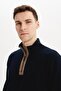 Ar-Ma Men's Half Zipper Sweatshirt Basic Without Print Without Pockets Knitted Fabric Regular Fit 65% Cotton 35% Poly - 2