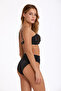 Women's Black Stone Detail High Waist Double Push up Strapless Bikini Set - 2