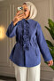 6535 - Stylish Comfortable Ruffle Detailed Woven Peach Fabric Women's Shirt - 4