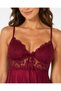 Lace Detailed Pleated Satin Nightgown and Robe Set - Burgundy - 7