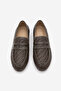 Women's Loafer Moccasin Knitted Pattern Casual Shoes Karnel Brown - 7