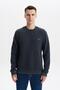 Ar-Ma Men's Crew Neck Sweatshirt Basic Without Print Without Pockets Regular Fit Carbon Brushed Thessaloniki K30124