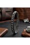 6mm Hematite Stone Leather Cord and Steel Men's Bracelet 31682B2D6M3 - 4