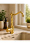 Gold Pvd Coating Kitchen Sink Faucet with Ceramic Handle Vintage Luxury Kitchen Faucet