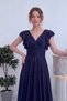 Women's Evening Dress with Ruffles on the Shoulders, V-Neck, Glittering Long, Burgundy, Navy Blue, Lilac, Black - 6