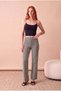 Women's Black Patterned Cotton Knitted Wide Leg High Waist Pants Catarina - 2