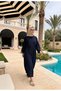 Luna Belted Shirt Dress Strawberry Fabric Summer Hijab Dress-Navy Blue - 3