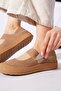 Testar Genuine Leather Women's Shoes with Beret, Scarf and Toe Cap, Beige Nubuck - 4