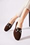 Delna women's knitted slipper with stone embellishments - coffee - 3