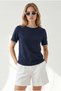 Women's Navy Blue T-Shirt with Braided Detail Tsh-19000969 - 4