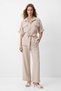 Stone Zipper Pocketed Waist Drawstring Shirt Pants Set 0355