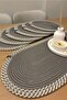 Jute Straw Runner Supla Set 7 Pieces - 30X80 cm Oval Washable American Service Tablecloth Set - 3