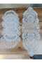 French Lace Runner and Placemat Set for 6 People with Silver Glitter - 2