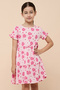 Printed Tiered Dress with Crew Neck and Short Sleeves - 4
