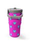 600 ml Pink Water Green Heart Printed Girl's Water Bottle with Straw and Handle 38908 - 3