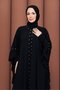 Stoned Chiffon Detailed Abaya with Inner Dress in Black - 8