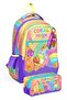 Purple Yellow Ice Cream Printed Girls' Primary School Backpack and Pencil Bag Set - Setygn33254C