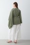 Women's Green Linen Belted Tunic with Scarf Detail - 7