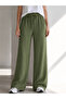 Women's Green Wrinkled Fabric Wide Leg Pants