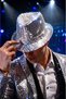 Lighted Sequined Luxury Silver Fedora Party Hat 58 cm Head Circumference New Year Birthday - 2