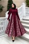 Lace Burgundy Hijab Dress Skirt Lace Bell Dress Hijab Evening Dress Hijab Graduation Dress - 4