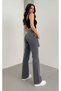 Vode High Waist Women's Smoked Casual Jeans Palazzo Lycra Wide Leg Trousers - 2
