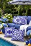 Blue Tile Patterned 4-Piece Throw Pillow Cover Set
