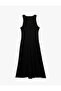 Aerobin Fabric Sleeveless Crew Neck Midi Dress with Metal Accessories - 6