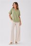 Short Sleeve Khaki Women's Blouse 26Y0209K1 - 2
