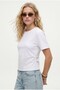 Women's Kitty 100% Cotton Side Pleated Waist Fitted Back Slit White Blouse - 3