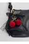 Women's Cherry Velvet Texture Ribbon Lace Gold Imported Bag Charm - 4