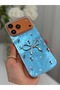 iPhone 17 Pro/18 Pro Case with Marbling Effect, 3D Bow and Floral Pattern, Camera Raised Cover, Baby Blue - 7