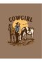 Cowgirl Printed Women's / Girls' Oversize Brown T-Shirt - 4