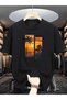 Men's Sunset Palm Themed Crew Neck T-Shirt Oversize Loose Boyfriend