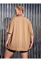 Women's Beige Oversize T-Shirt with Butterfly Print - 2