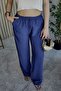 Women's Wide-Leg Linen-Look Trousers with Pockets - 2