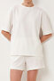Modal Oversize T-Shirt Shorts Set Lub0379 Ecru - 5