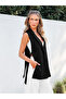 Women's Sleeveless Collared Front Buttoned Belted Waist Atlas Jacket - 2