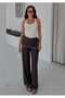 Women's Tie-Waist Sequined Seersucker Stretchy Wide-Leg Trousers - 7