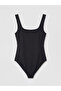 Vizyon New Season Black Square Neck Women's Bodysuit - 2