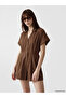 Lcw Vision Brown Shirt Collar Women's Shorts Jumpsuit - 2